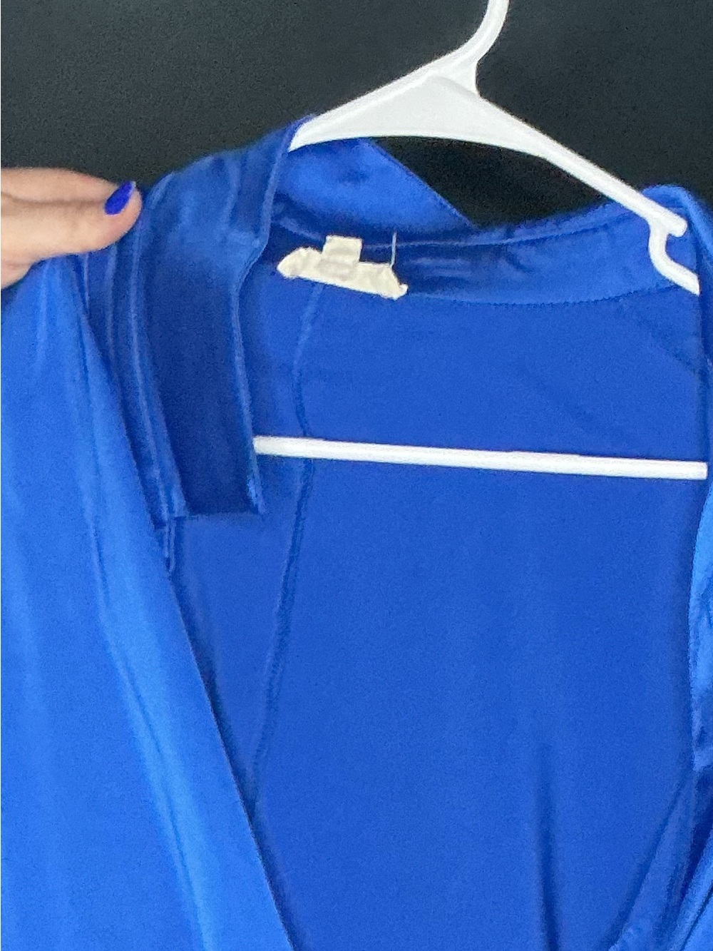 Blue Satin Tie-Front Women's Top